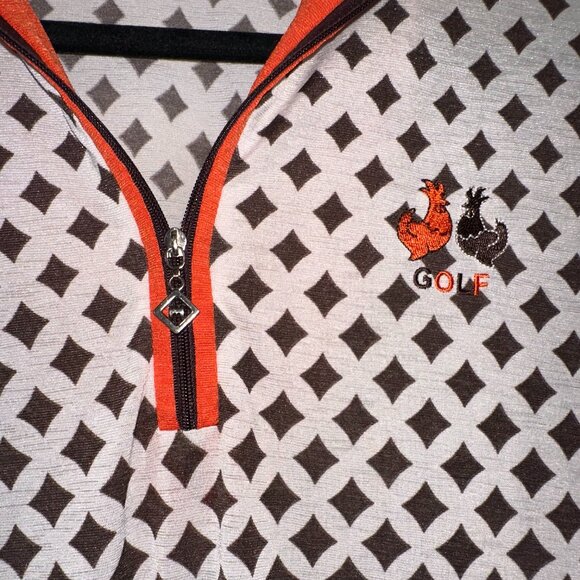 Men’s Black & White Diamond Pattern Golf Polo Shirt - Picture 3 of 3